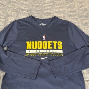 Kids Nike Dri-Fit Denver Nuggets Basketball Long Sleeve Tee Shirt Size L